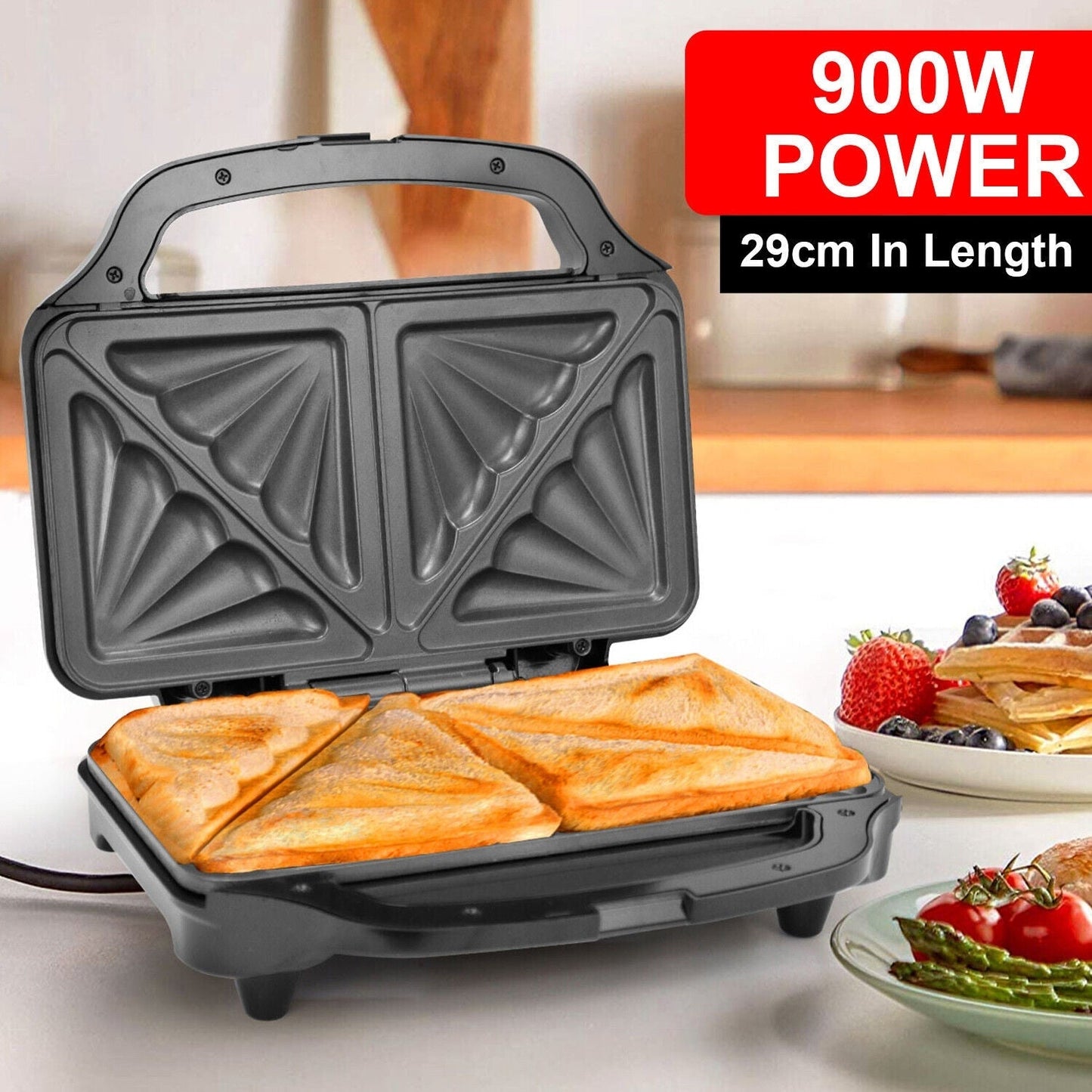 XL Deep Fill Toastie Sandwich Toaster Maker Machine 2 Slice Non - Stick Plate 900W - Scott3